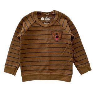 Brown Striped Kids Sweatshirt with Bear Patch